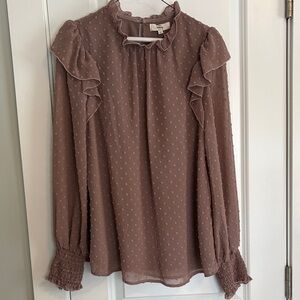 NWT Entro Swiss Dot Ruffle Blouse